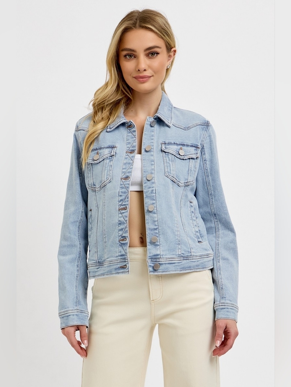 RISEN Light Wash Button Down Classic Denim Jacket Pockets Various NEW - Picture 3 of 6